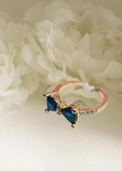 Gold-plated ring with a blue stone and strass knot size 17 or 54 – photo 3